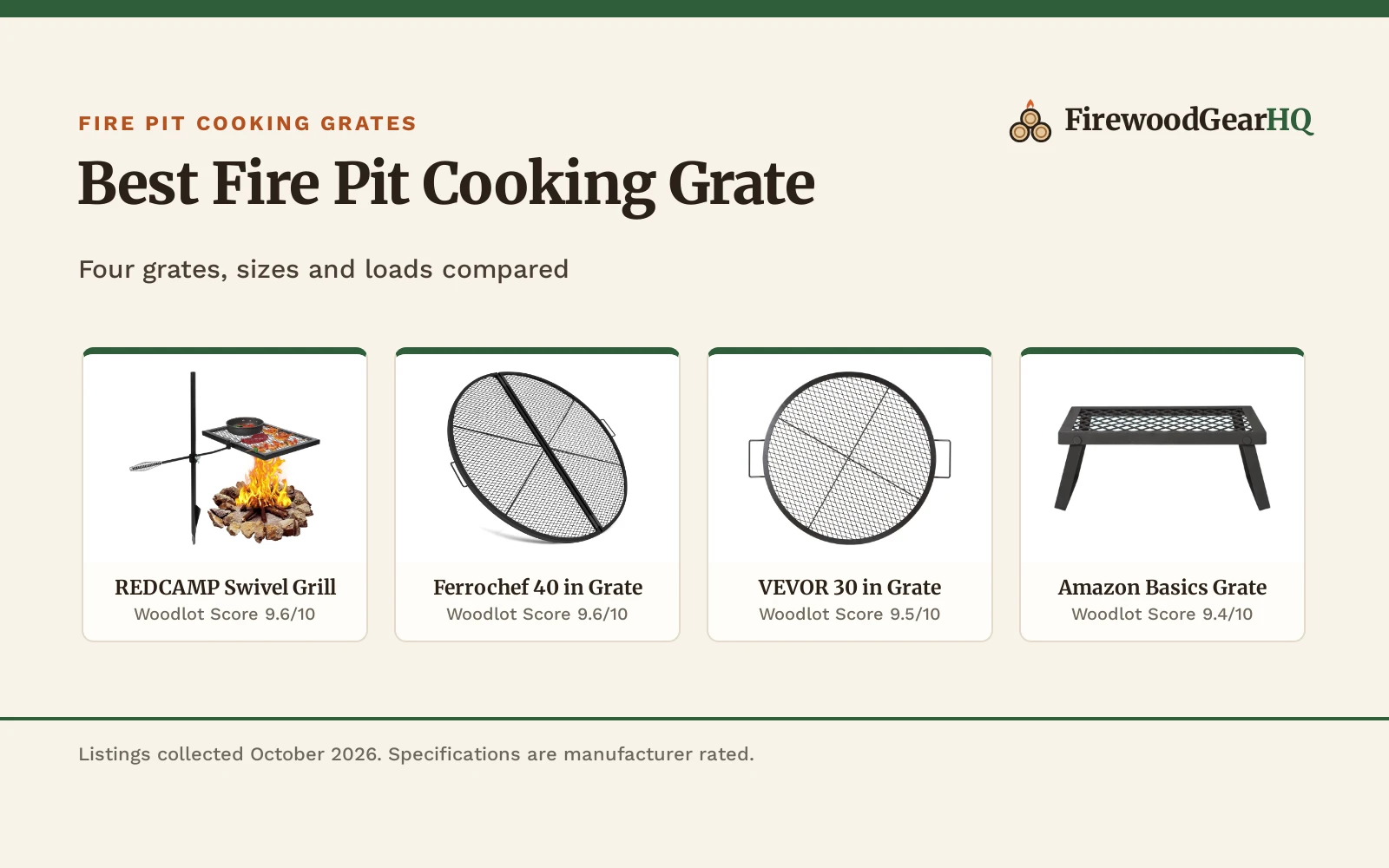 Best Fire Pit Cooking Grate (2026): 4 Grates Compared