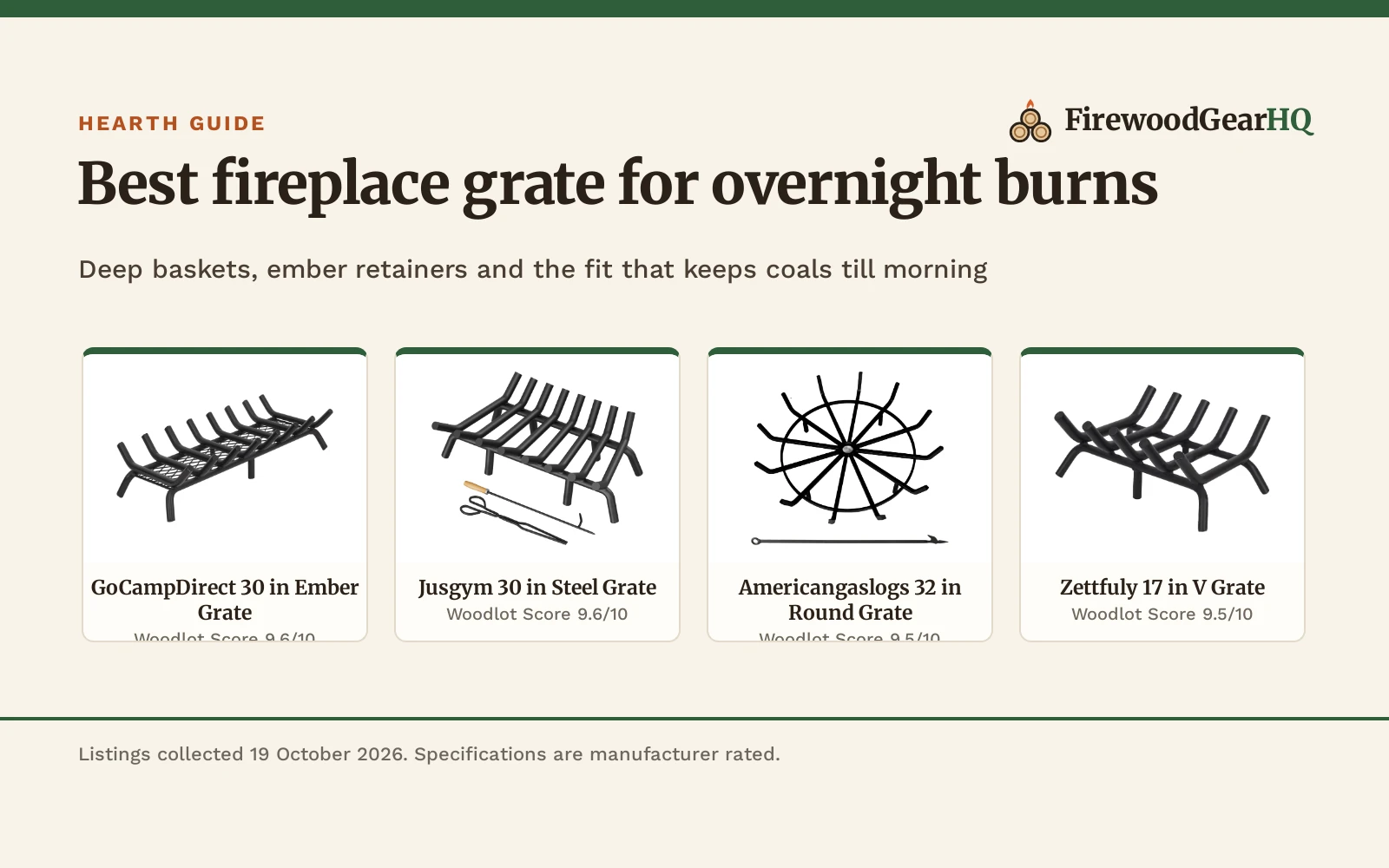Best Fireplace Grate for Overnight Burns (2026): 5 Picks