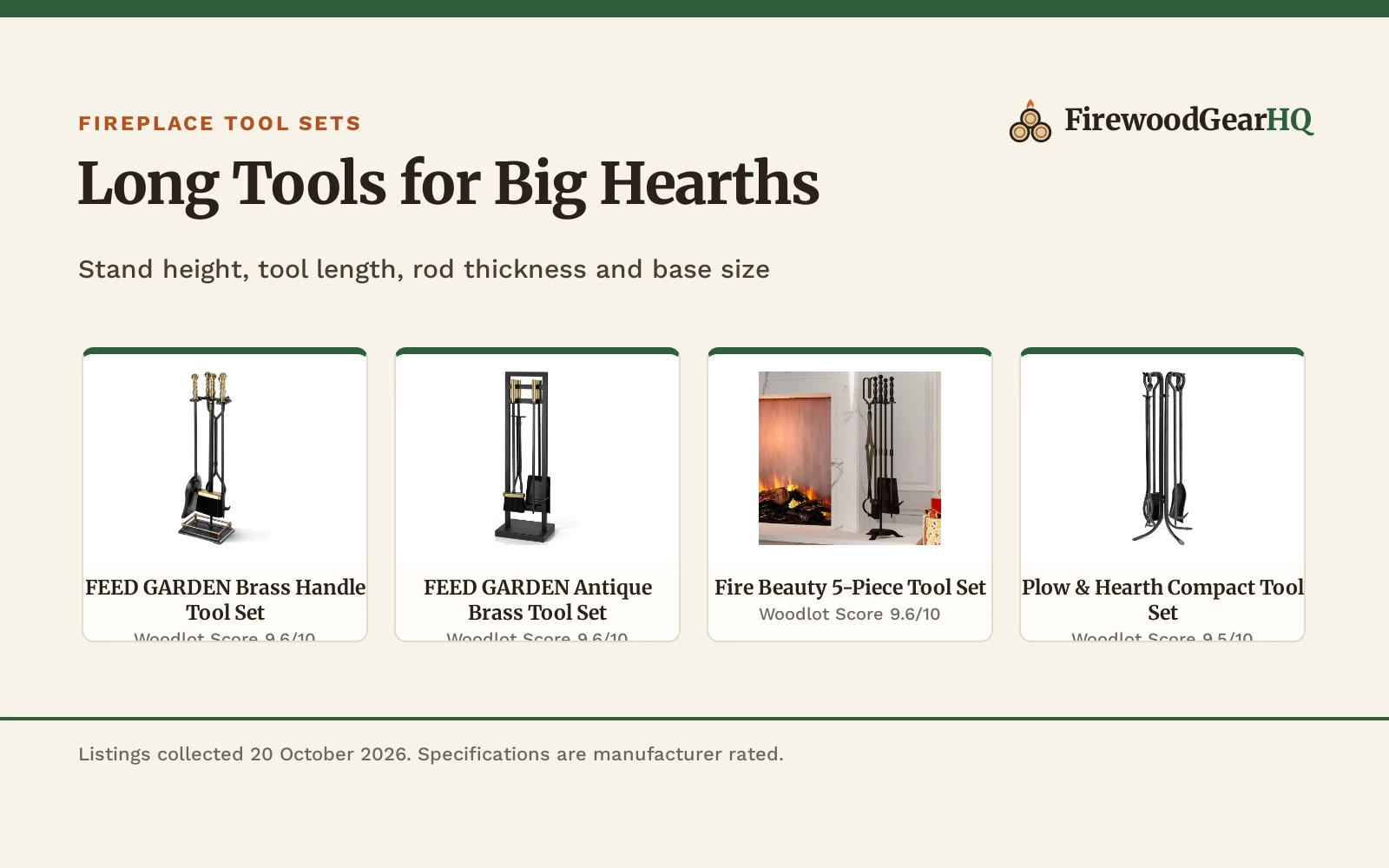 Best Fireplace Tool Set for Large Fireplaces (2026): 5 Picks