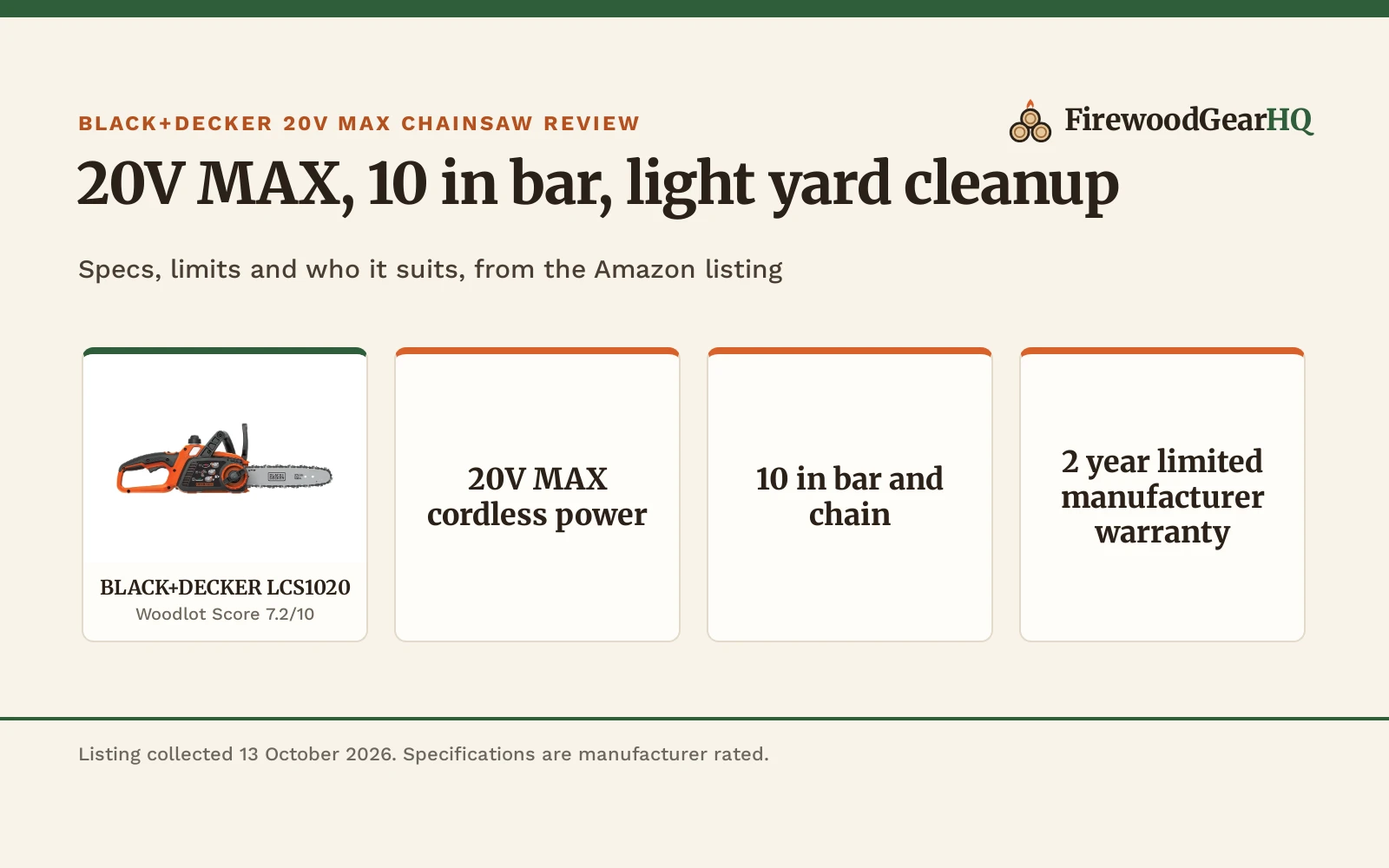 Black+Decker 20V MAX Chainsaw Review: Pros, Cons and Who It’s For