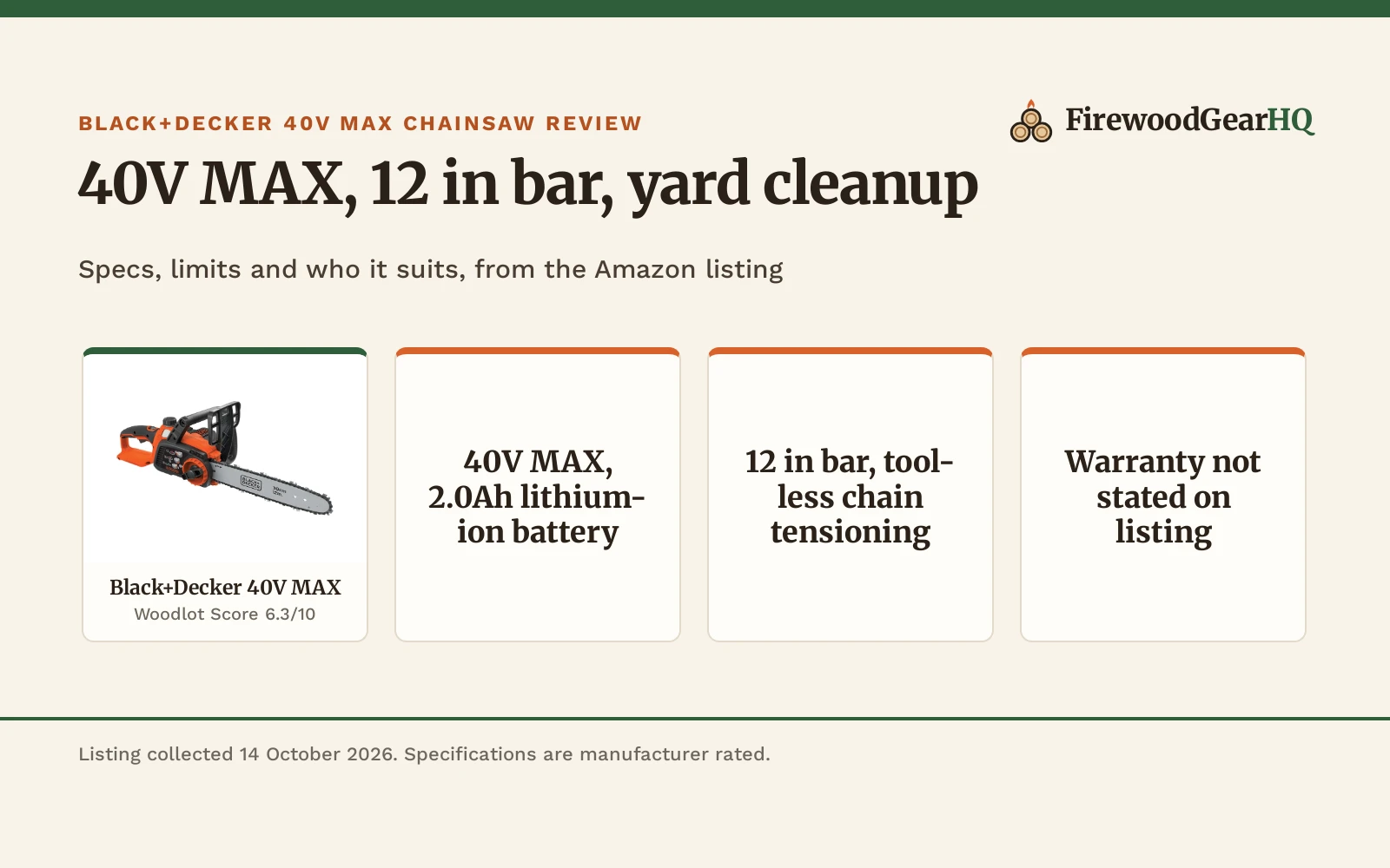 Black+Decker 40V MAX Chainsaw Review: Pros, Cons and Who It’s For