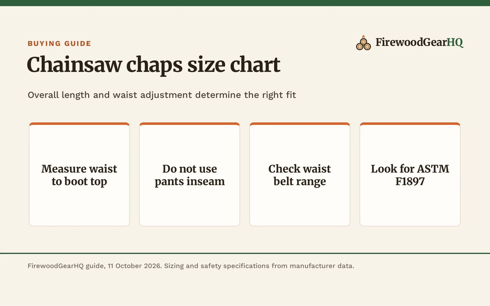 Chainsaw Chaps Size Chart: Sizing and Measurement Guide