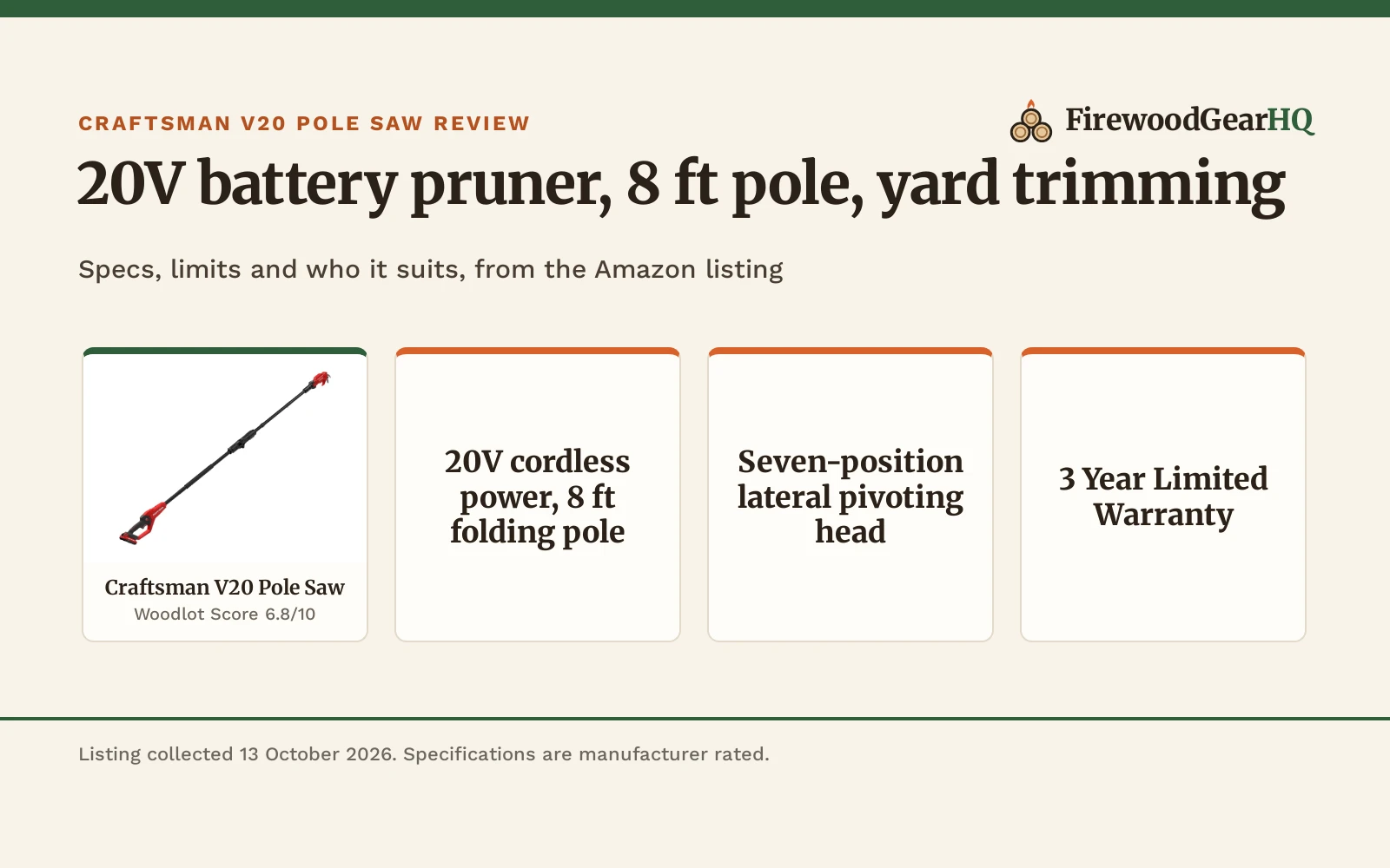 Craftsman V20 Pole Saw Review: Pros, Cons and Who It’s For