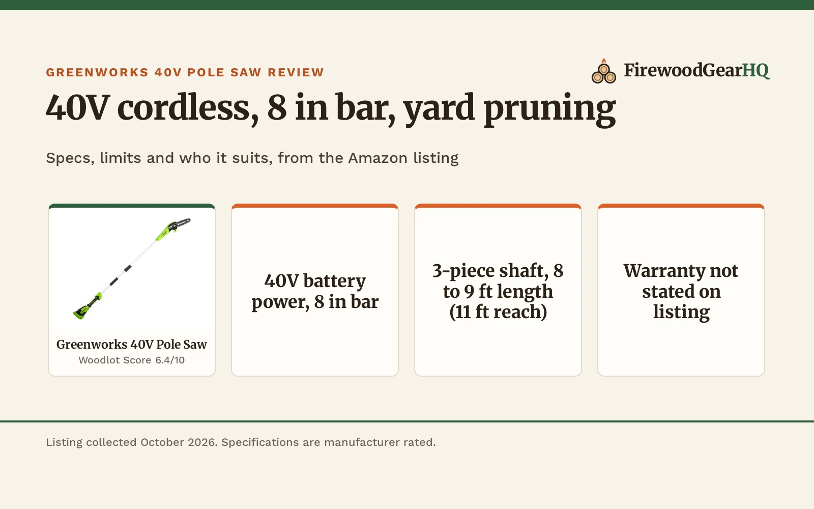 Greenworks 40V Pole Saw Review: Pros, Cons and Who It’s For