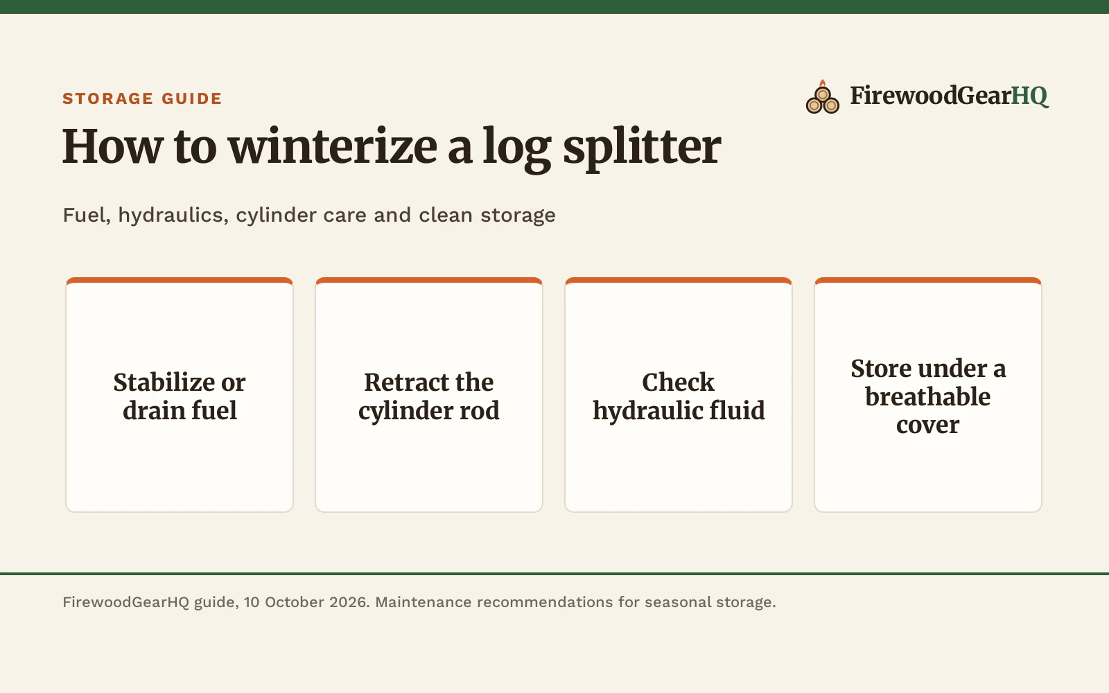 How to Winterize a Log Splitter: A Step-by-Step Storage Guide, a FirewoodGearHQ guide