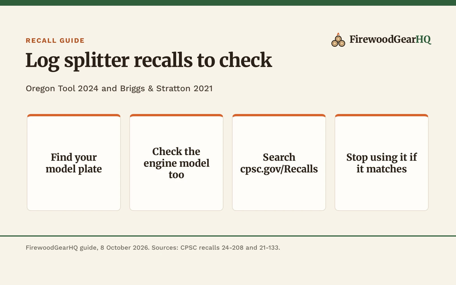 Log Splitter Recalls: What Owners Should Check, a FirewoodGearHQ guide