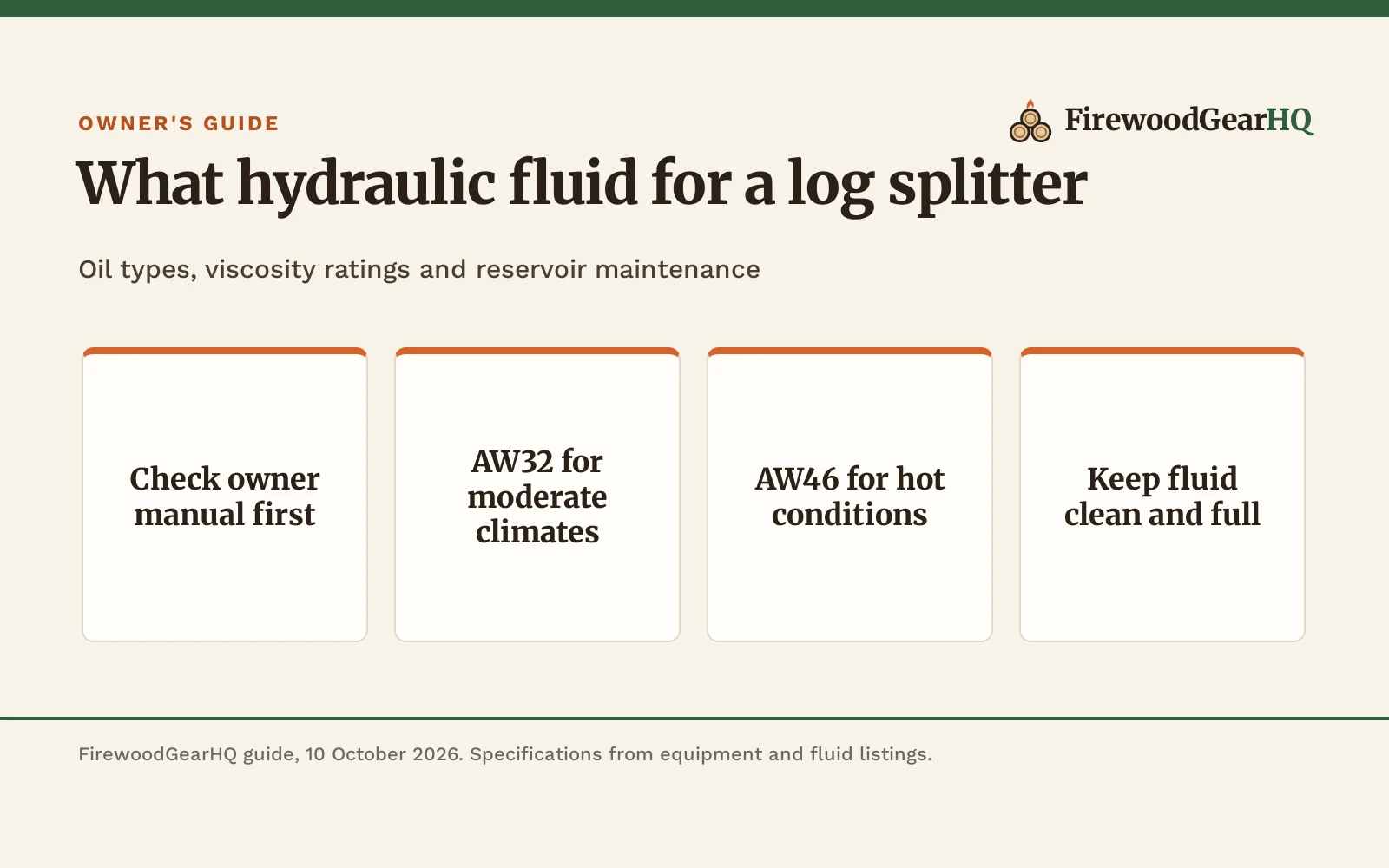 What Hydraulic Fluid for a Log Splitter: Oil Types and Viscosity Guide, a FirewoodGearHQ guide